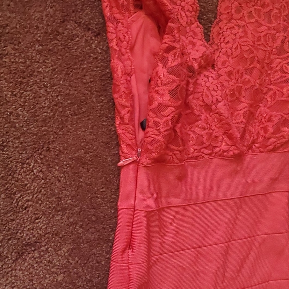 BEBE Red Lace Bandage dress - Picture 7 of 9